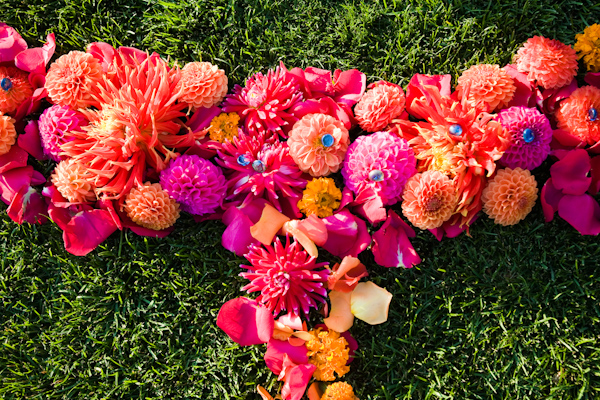bright bold and colorful wedding flowers - real wedding photo by Seattle photographer Stephanie Cristalli 